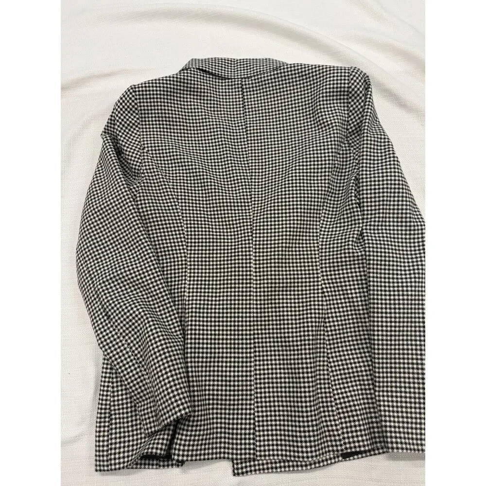 Autres Filles Womens Large Double Breasted Blazer Black White Houndstooth Jacket
